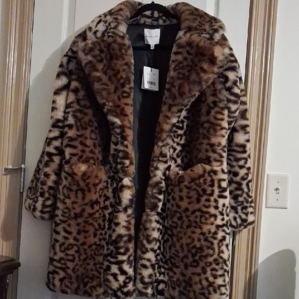 Gibson Latimer Animal Print Teddy Jacket